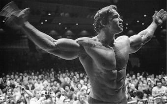 Mestre Arnold Schwarzenegger, 7 vezes campeão do Mr. Olympia.